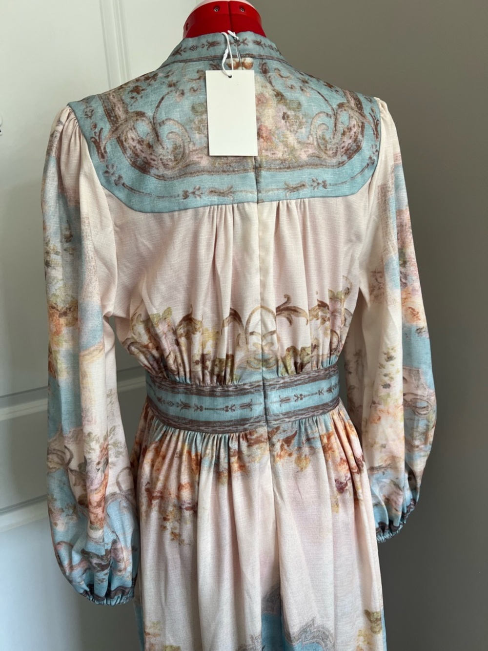 Zimmermann Pastel Floral Button-Front Maxi Dress in Blue and Cream - Picture 2 of 11